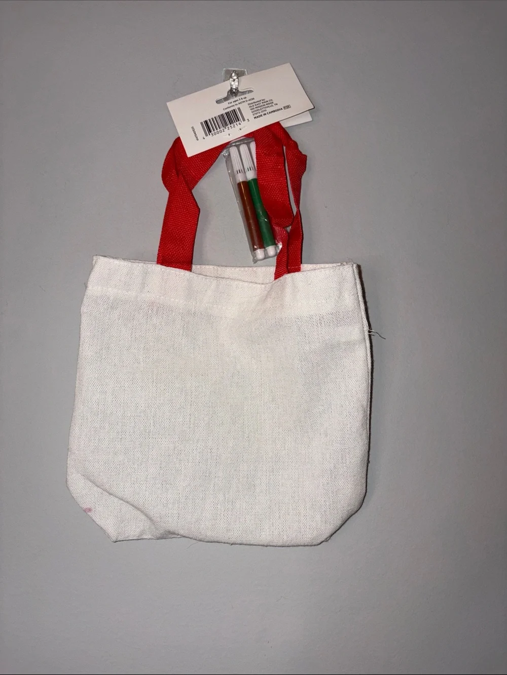 New Holiday Gingerbread Coloring Tote Bag with Red Handles